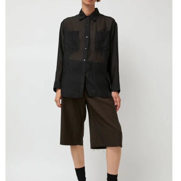 NEW No.6 Ilya Shirt - Black Noir Semi Sheer  Buttondown Retro - Picture 2 of 11